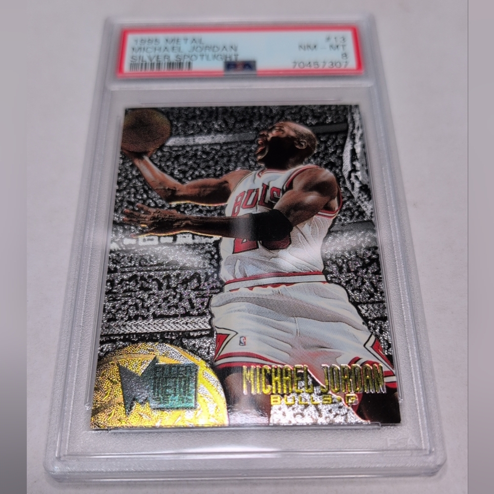 PSA 8 NM - 1995 Fleer Metal - Silver Spotlight - MICHAEL JORDAN #13
